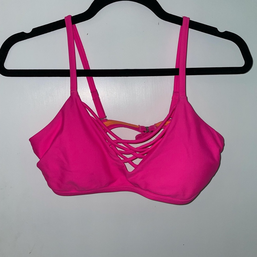 Neon Pink Hollister Cross Bikini Top